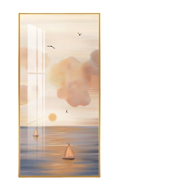 Sailing Sail Nordic Entrance Painting Sea View Hanging Painting and Oil Painting Floor Painting Living Room Corridor and Aisle Mural Pink