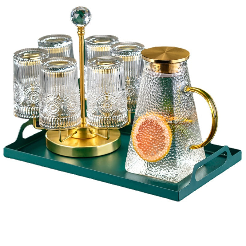 Affordable Luxury Style Golden Edge Crystal Glass Household Heat-Resistant Water Cup Tea Cup Drinking Cup Cup Holder Set Living Room Hospitality