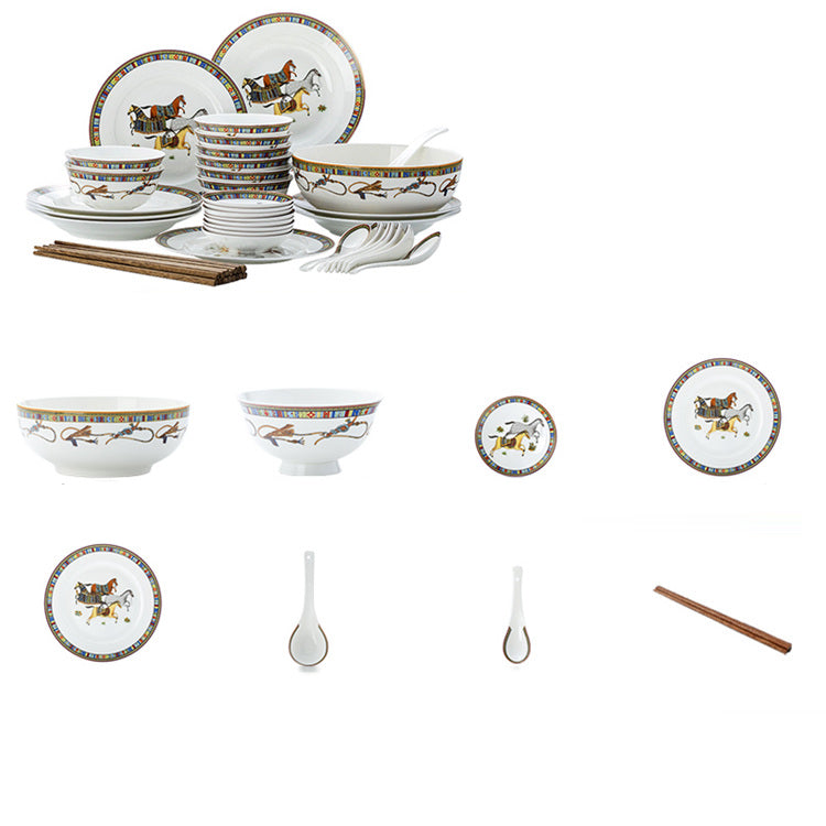 [Fuqijing 752] Bowl and Dish Set Household Jingdezhen Hermashi Palace Style Tableware Set Plate Set