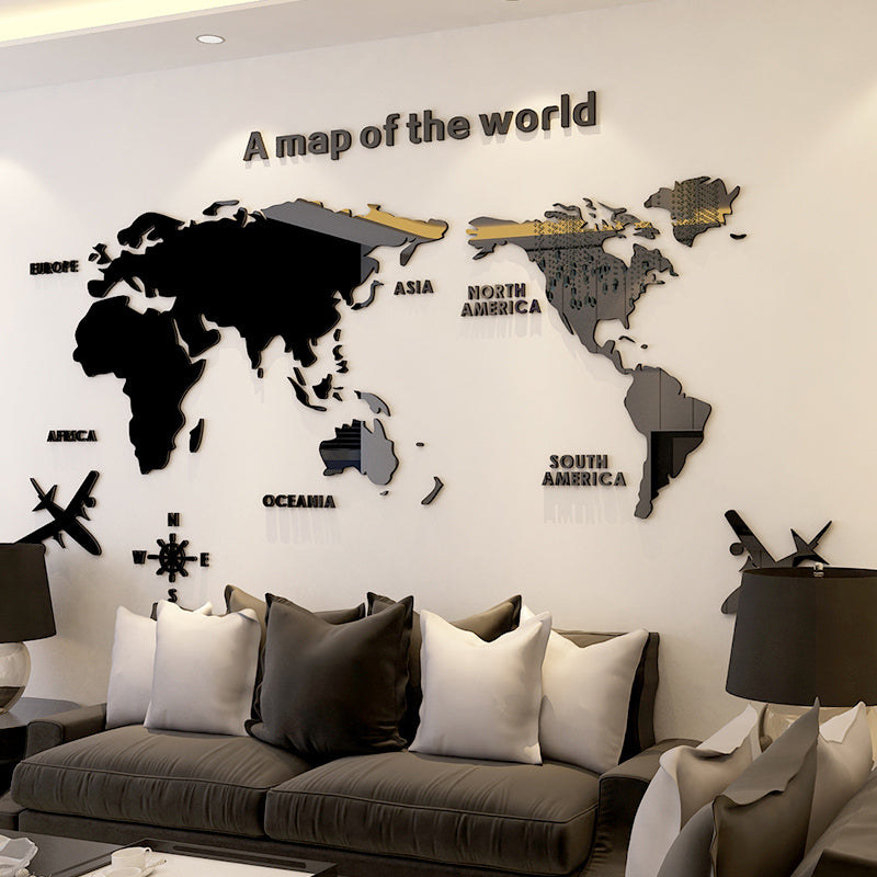 Creative personality Nordic world map wall sticker 3D acrylic