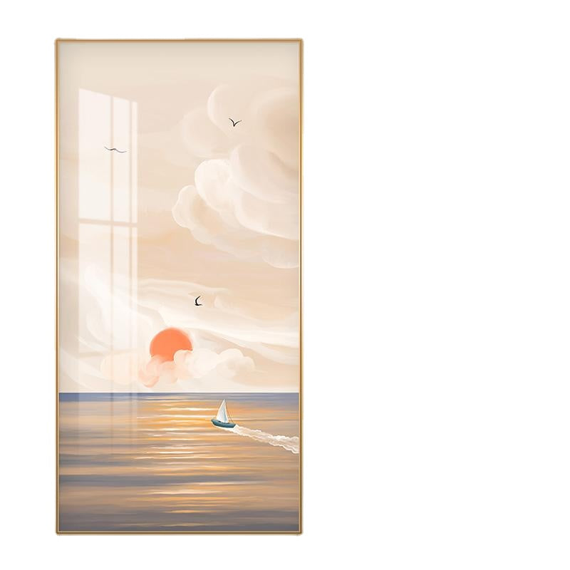 Sailing Sail Nordic Entrance Painting Sea View Hanging Painting and Oil Painting Floor Painting Living Room Corridor and Aisle Mural Pink