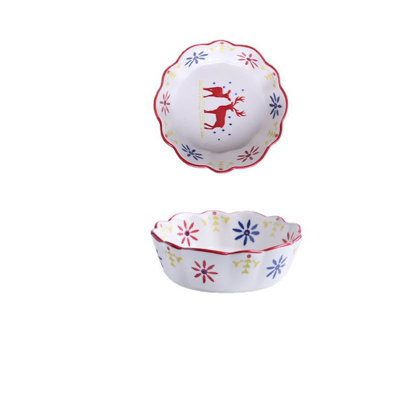 [Recommended] Wheatlife House Japanese Fruit Salad Bowl Cute Dessert Bowl Breakfast Bowl Household Ceramic Bowl