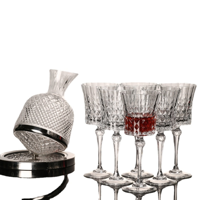 European Style High-End Entry Lux Crystal Glass High Leg Red Wine Cup Gyro Tumbler Red Wine Wine Decanter Home Use Set