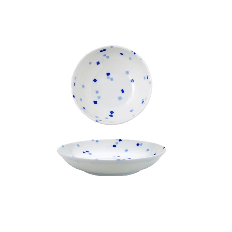 Japanese Import Simplicity Modern Pattern Underglaze Home Ceramic Rice Bowl Tall Bowl Anti-Scald Bowl Plate Dish