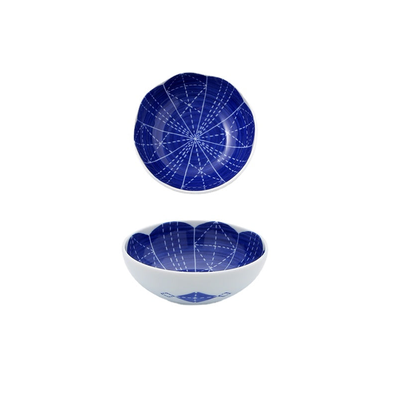 Japanese Import Simplicity Modern Pattern Underglaze Home Ceramic Rice Bowl Tall Bowl Anti-Scald Bowl Plate Dish