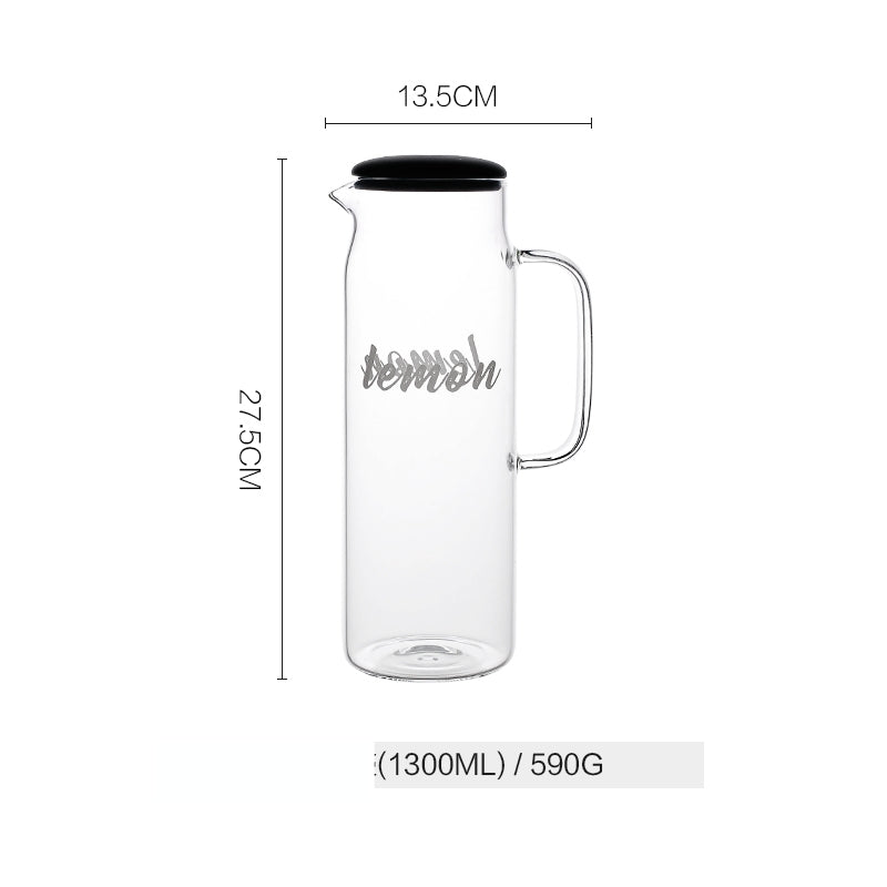 Cold water jug household glass high temperature and heat resistant large capacity cold water jug water cup suit juice jug