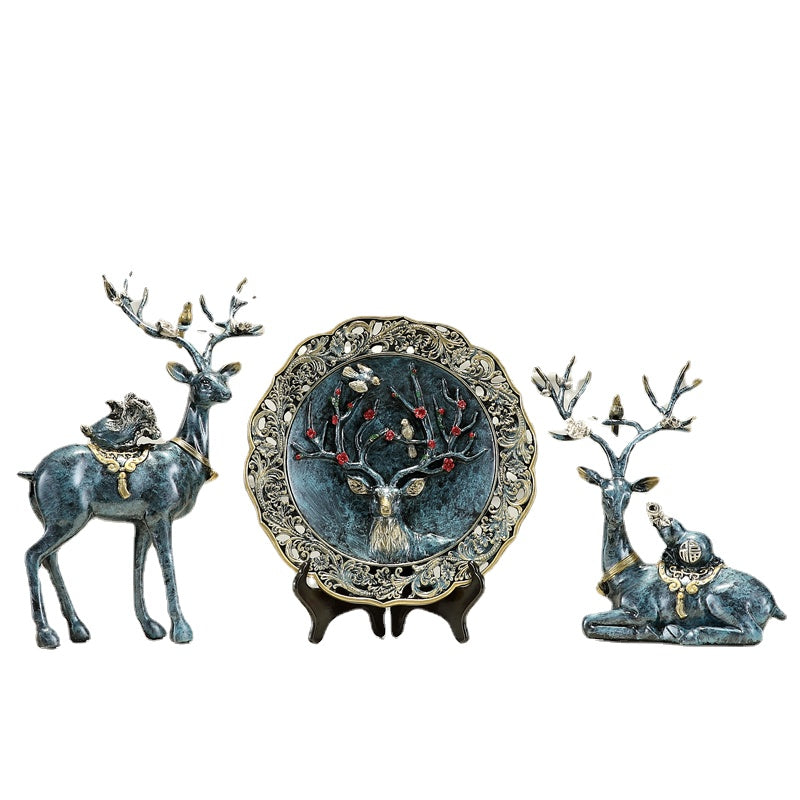 Creative European Style Craft Gift American Style Furnishings Furnishings Living Room Entrance TV Cabinet Wine Cabinet Soft Decoration Deer Decoration