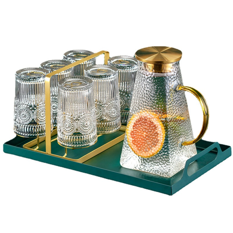 Affordable Luxury Style Golden Edge Crystal Glass Household Heat-Resistant Water Cup Tea Cup Drinking Cup Cup Holder Set Living Room Hospitality