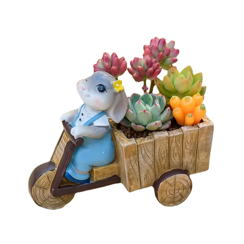 Fun Gardening Creative Cartoon Succulents Small Cute Rabbit Flower Pot Meat Combined Green Plants Home Decoration