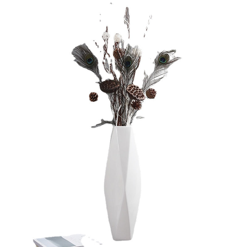 Ceramic Floor Large Vase Decoration Dried Flower Arrangement in Living Room Home White Modern Nordic Creative Hallway Decoration