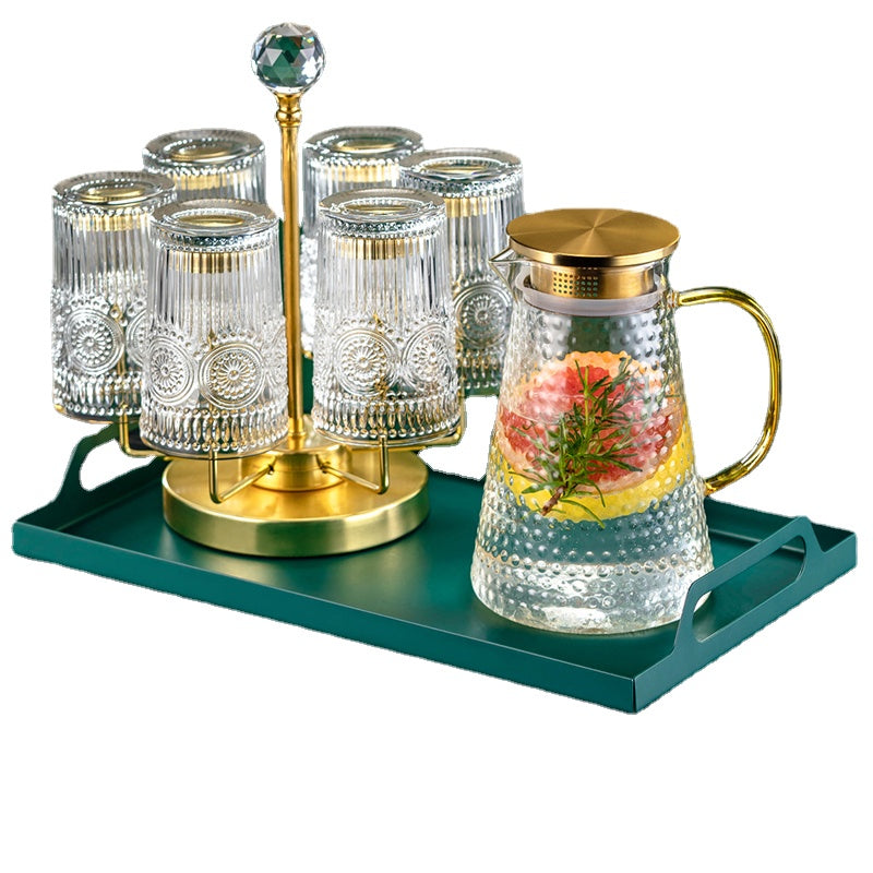 Affordable Luxury Style Golden Edge Crystal Glass Household Heat-Resistant Water Cup Tea Cup Drinking Cup Cup Holder Set Living Room Hospitality