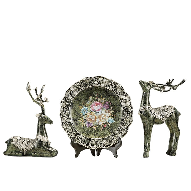 Creative European Style Craft Gift American Style Furnishings Furnishings Living Room Entrance TV Cabinet Wine Cabinet Soft Decoration Deer Decoration