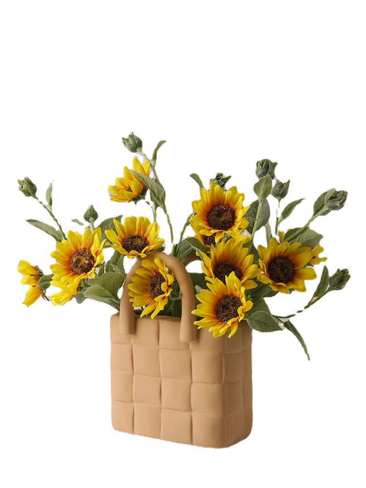 Beihanmei Nordic Creative Simple Bag Vase Morandi Ceramic Living Room Flower Arrangement Entry Luxury Home Decorative Ornaments