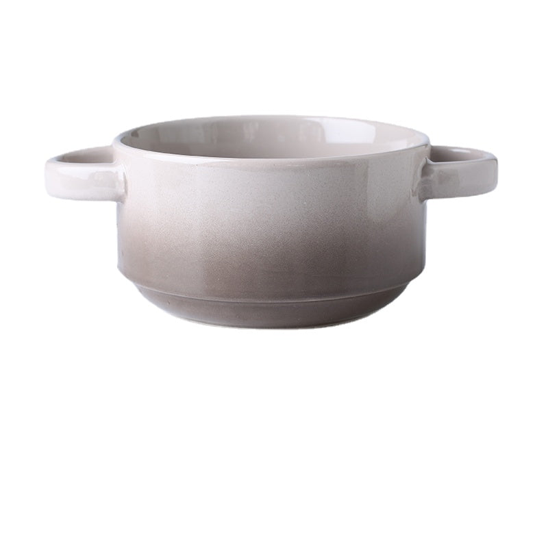 Slightly Flaw Nordic Style Ceramic Binaural Size Soup Bowl Cute Household Tableware Salad Fruit Bowl Noodle Bowl Porringer Single