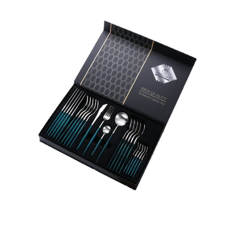 304 Stainless Steel Western Tableware Gift Box Knife and Fork Set Knife, Fork and Spoon Three-Piece Set Steak Knife and Fork Set Household