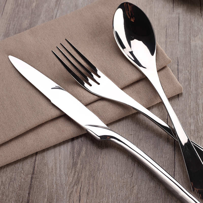 Boshan Steak Knife, Fork and Spoon Black Western Food Tableware Set Knife Fork Stainless Steel Spoon Kaya Western Food Steak Plate