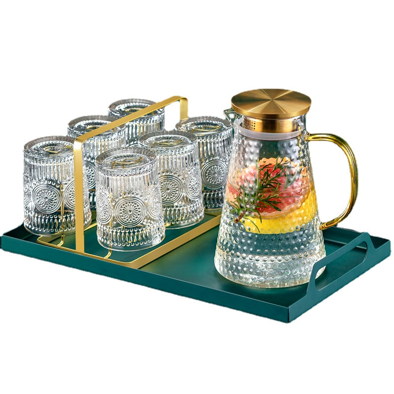 Affordable Luxury Style Golden Edge Crystal Glass Household Heat-Resistant Water Cup Tea Cup Drinking Cup Cup Holder Set Living Room Hospitality