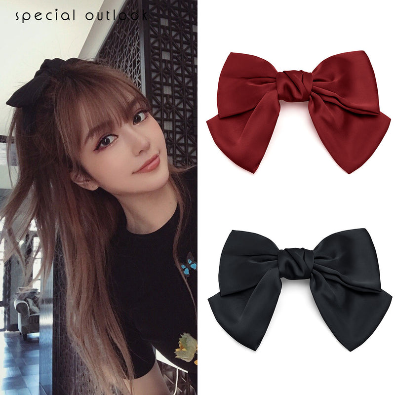 Black big bow hairpin net red new top clip hairband hair rope hairpin headdress hair accessories