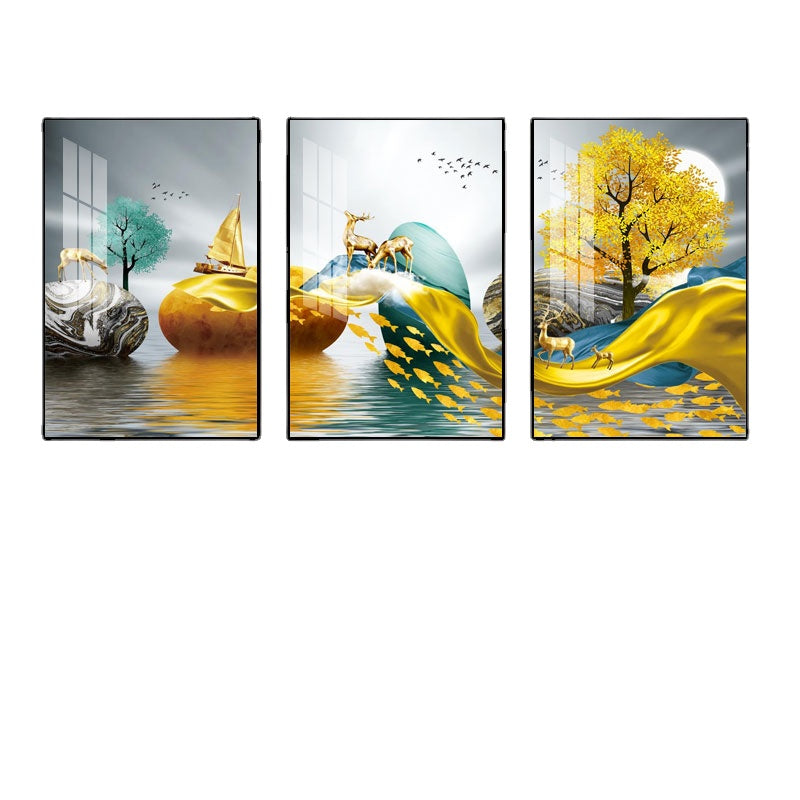 Nordic Style Living Room Decorative Painting Sofa Background Wall Painting Modern Minimalist Bedroom Mural Restaurant Triptych Hanging Picture