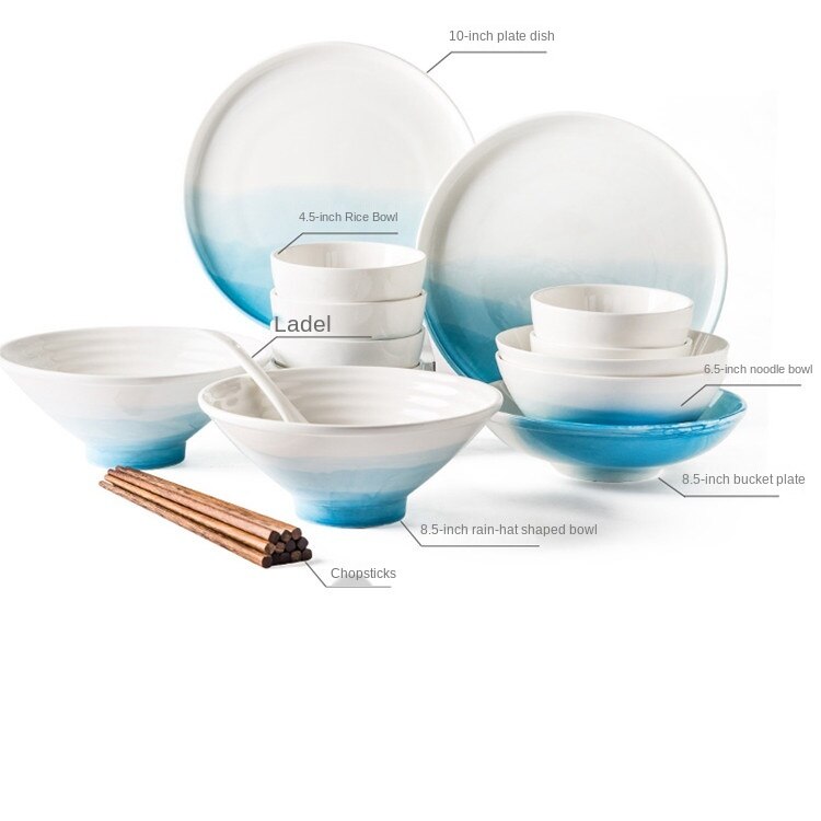 Household New Chinese Ceramic Tableware Good-looking Bowl and Dish Set Simple Nordic Bowl and Chopsticks Ins Internet Celebrity Set Bowl and Plate