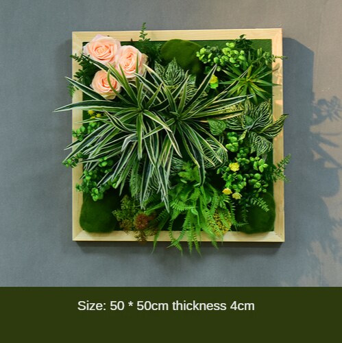 Simulation Green Plant Wall Plant Succulent Decoration Fake Flower Wall Hotel Photo Frame Hanging Decoration Restaurant Deer Head Wall Hanging Decoration