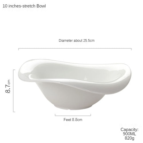 Pinle Foreign Trade French Pure White Ceramic Salad Bowl Candy Snacks Bowl Creative Cold Dish Bowl Soup Bowl French Soup Bowl