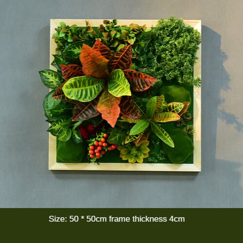 Simulation Green Plant Wall Plant Succulent Decoration Fake Flower Wall Hotel Photo Frame Hanging Decoration Restaurant Deer Head Wall Hanging Decoration