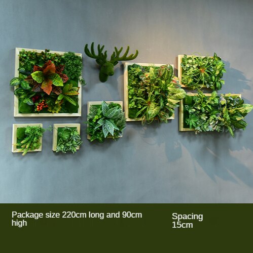 Simulation Green Plant Wall Plant Succulent Decoration Fake Flower Wall Hotel Photo Frame Hanging Decoration Restaurant Deer Head Wall Hanging Decoration