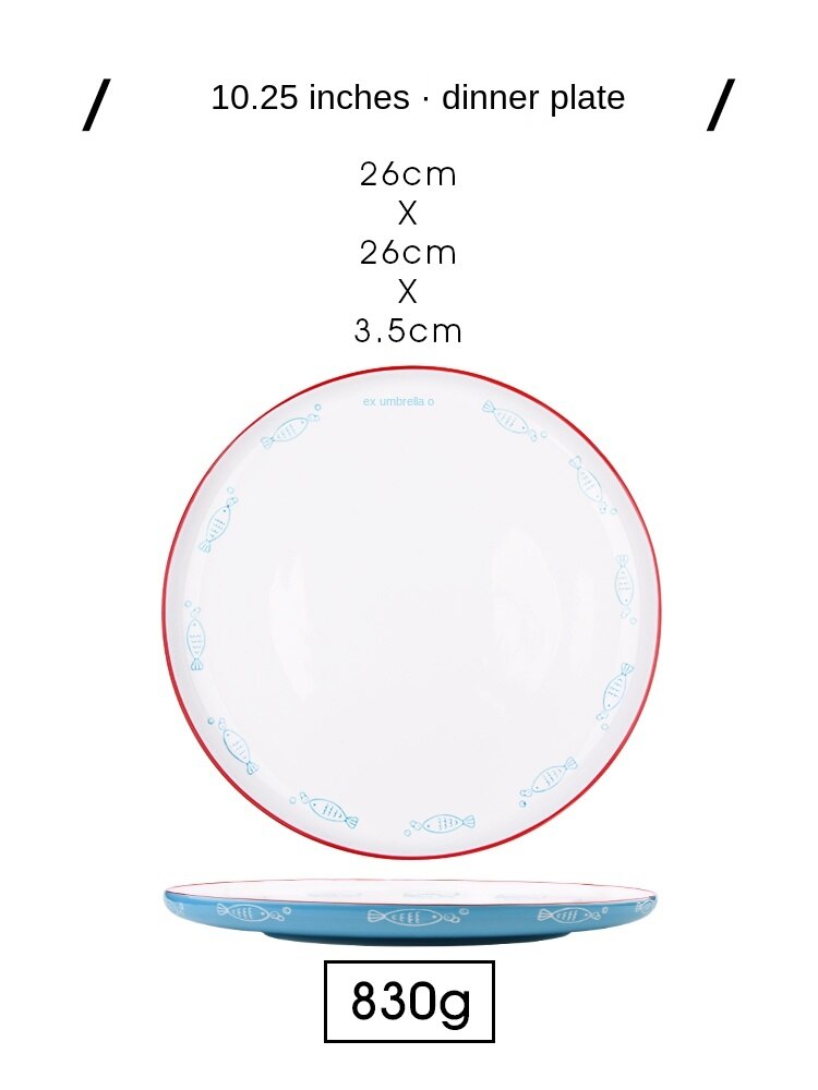 Ezicok Nordic Simple Cutlery Plate Couple Plate Household round Plate Rice Bowl Japanese Salad Bowl Bowl and Dish Set