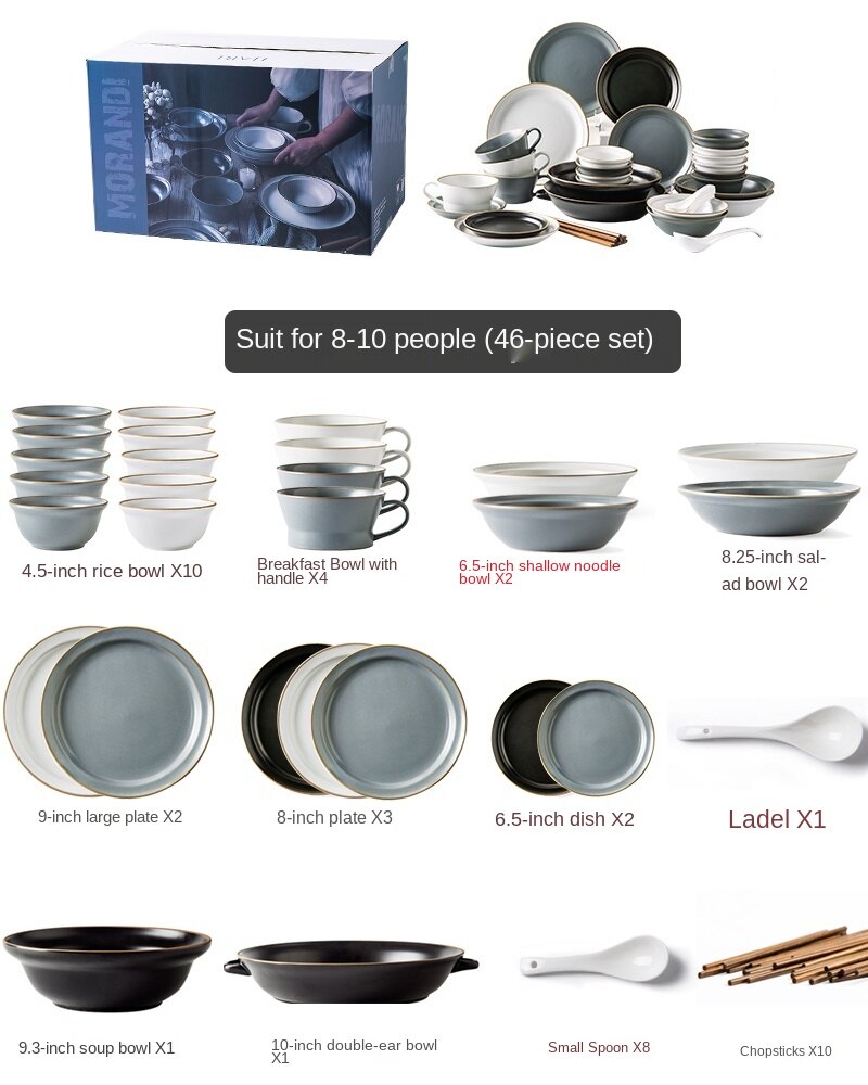 Bowl and Dish Set Household Modern Light Luxury Tableware Nordic Simple Bowl and Chopsticks Tableware Set Bowl Korean Ins Style Bowl and Plate Housewarming