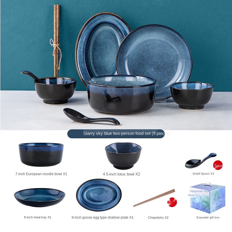 Japanese-Style Bowl Plate Set Gift Box Household Light Luxury Modern Combination Beautiful Ceramic Bowl and Dish Set Gift Housewarming Tableware