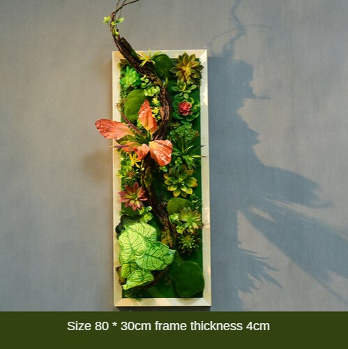 Simulation Green Plant Wall Plant Succulent Decoration Fake Flower Wall Hotel Photo Frame Hanging Decoration Restaurant Deer Head Wall Hanging Decoration