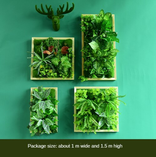 Simulation Green Plant Wall Plant Succulent Decoration Fake Flower Wall Hotel Photo Frame Hanging Decoration Restaurant Deer Head Wall Hanging Decoration