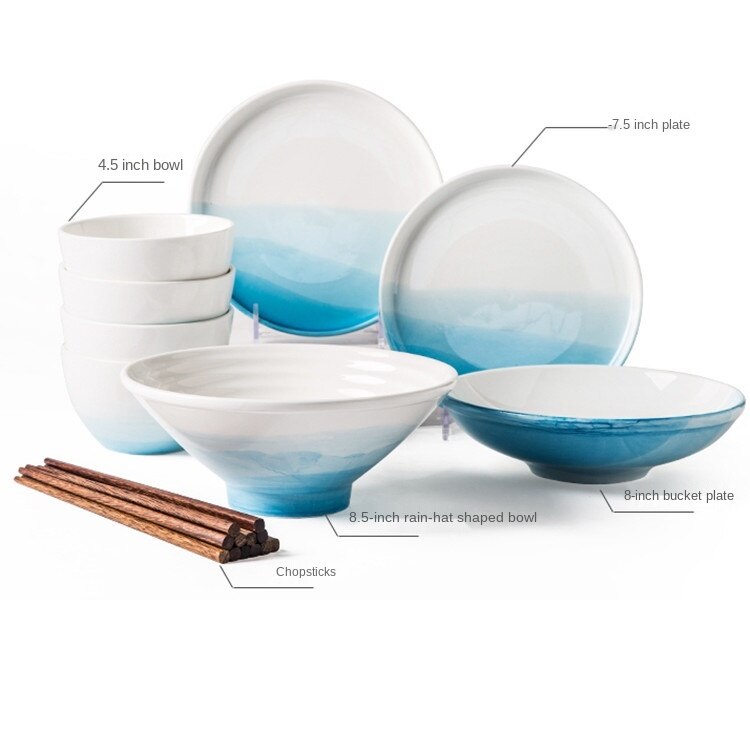 Household New Chinese Ceramic Tableware Good-looking Bowl and Dish Set Simple Nordic Bowl and Chopsticks Ins Internet Celebrity Set Bowl and Plate