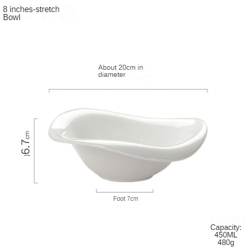 Pinle Foreign Trade French Pure White Ceramic Salad Bowl Candy Snacks Bowl Creative Cold Dish Bowl Soup Bowl French Soup Bowl