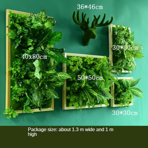 Simulation Green Plant Wall Plant Succulent Decoration Fake Flower Wall Hotel Photo Frame Hanging Decoration Restaurant Deer Head Wall Hanging Decoration