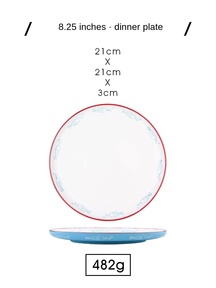 Ezicok Nordic Simple Cutlery Plate Couple Plate Household round Plate Rice Bowl Japanese Salad Bowl Bowl and Dish Set