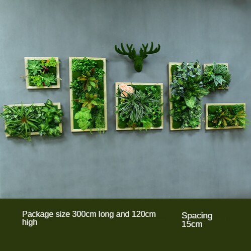 Simulation Green Plant Wall Plant Succulent Decoration Fake Flower Wall Hotel Photo Frame Hanging Decoration Restaurant Deer Head Wall Hanging Decoration