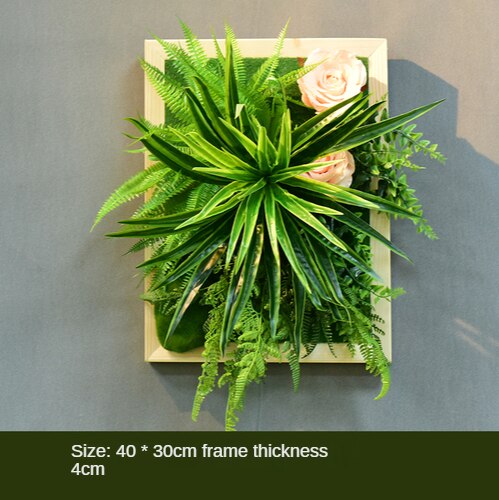 Simulation Green Plant Wall Plant Succulent Decoration Fake Flower Wall Hotel Photo Frame Hanging Decoration Restaurant Deer Head Wall Hanging Decoration