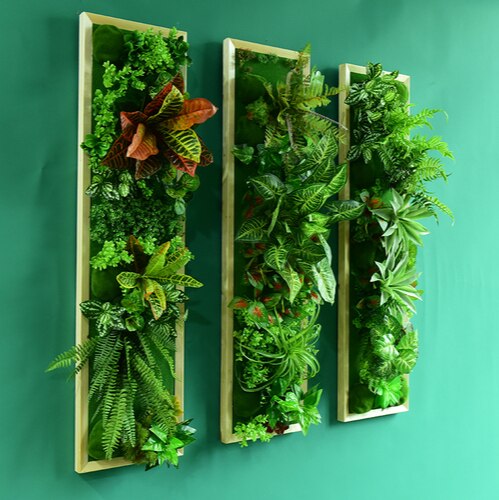 Simulation Green Plant Wall Plant Succulent Decoration Fake Flower Wall Hotel Photo Frame Hanging Decoration Restaurant Deer Head Wall Hanging Decoration