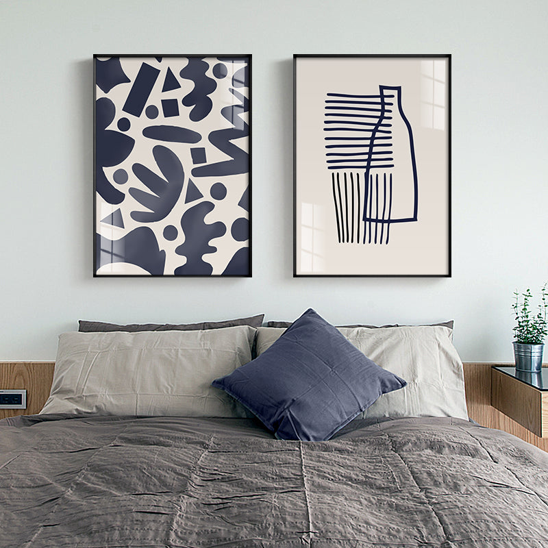 Abstract line mural in the model room of modern simple living room decoration painting in the peaceful era