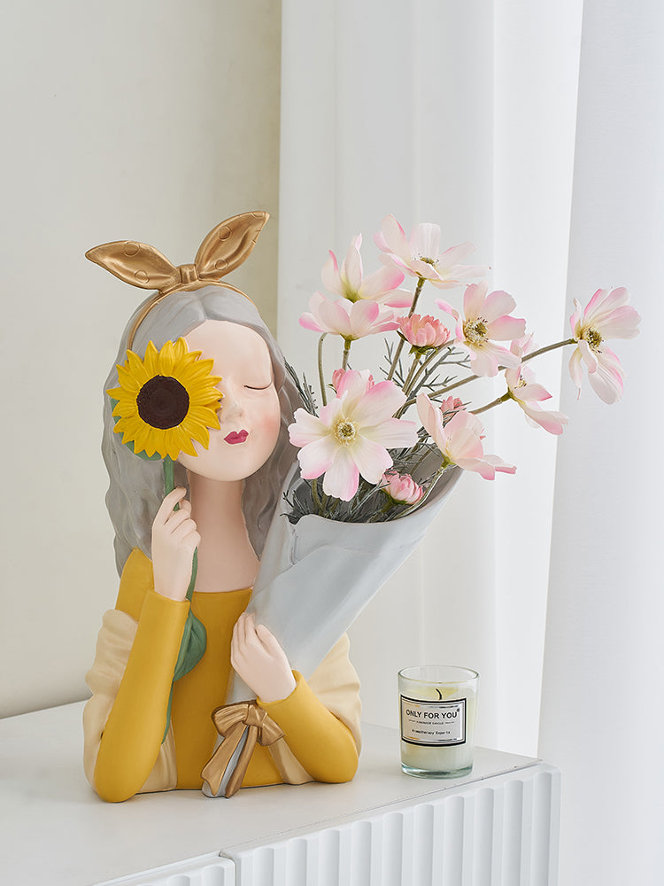 Nordic Girl Bouquet Light Luxury Internet Celebrity Decoration Creative Home Decoration Modern Living Room Desktop Vase Dried Flower Arrangement