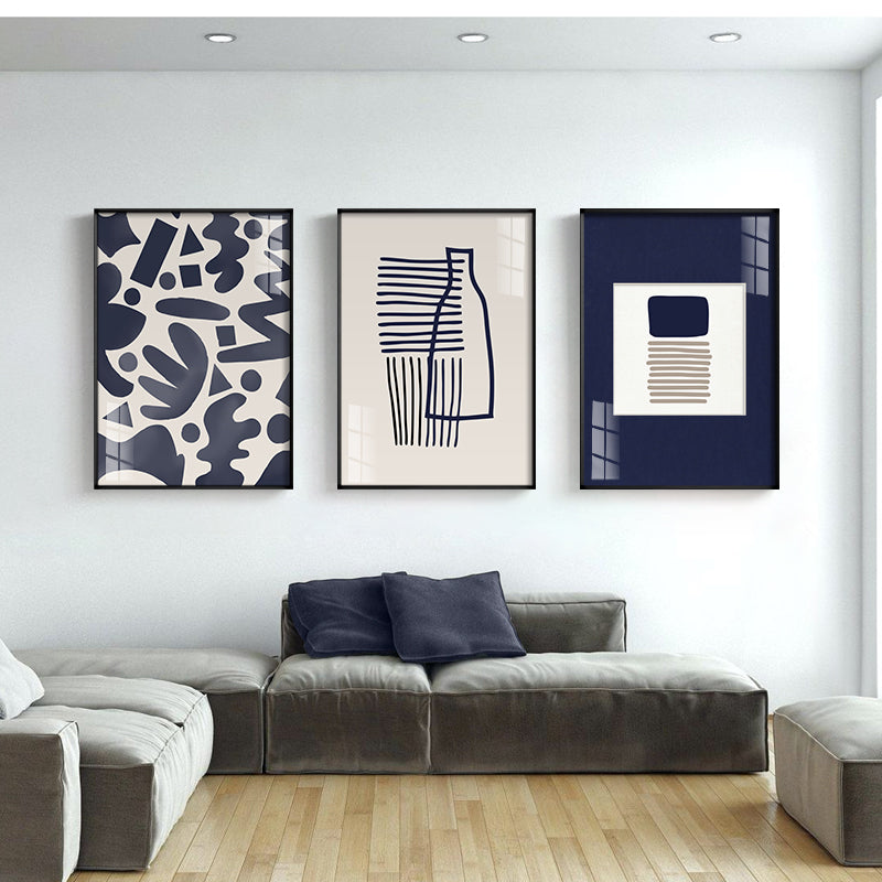 Abstract line mural in the model room of modern simple living room decoration painting in the peaceful era