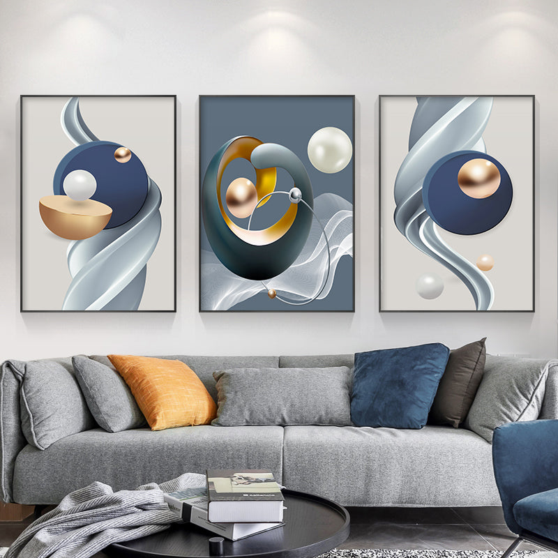 Abstract Geometric Living Room Triple Decorative Painting Modern Simple and Light Luxury Sofa Background Wall Restaurant Wallpaper Nordic Paintings