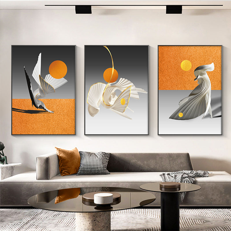 Abstract Geometric Living Room Triple Decorative Painting Modern Simple and Light Luxury Sofa Background Wall Restaurant Wallpaper Nordic Paintings