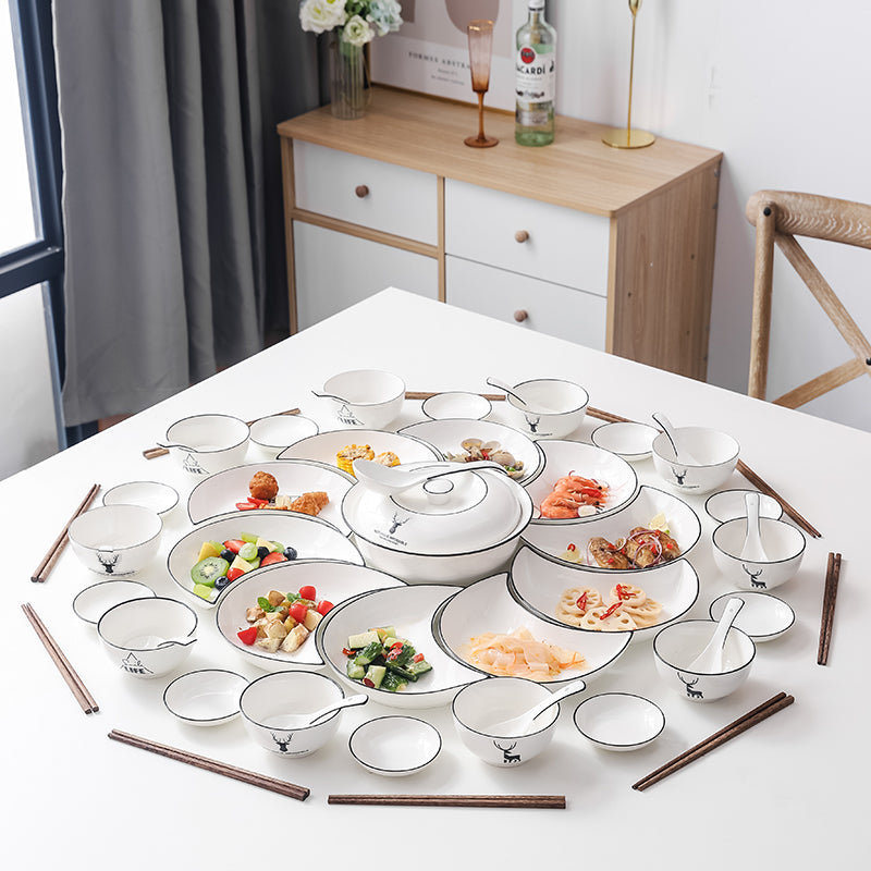 Moon Platter Tableware Combination Creative Household a Family Get-Together Plate Ceramic Platter New Year&