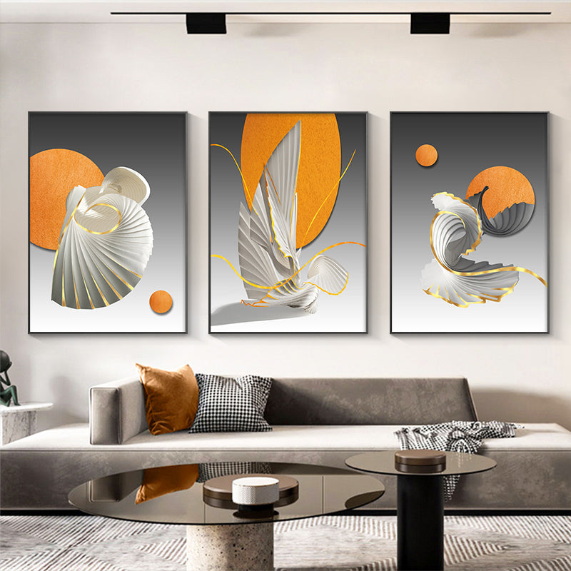 Abstract Geometric Living Room Triple Decorative Painting Modern Simple and Light Luxury Sofa Background Wall Restaurant Wallpaper Nordic Paintings