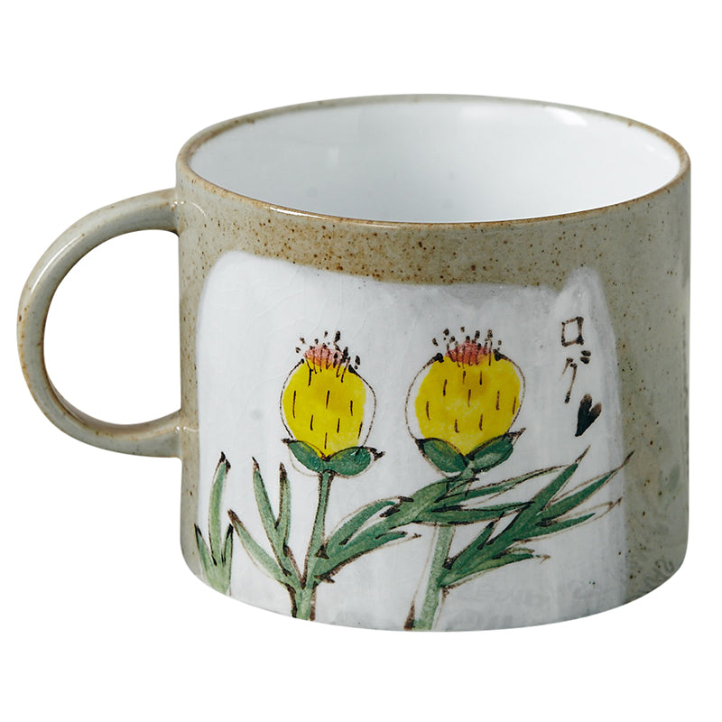 Playbook Japanese Style Pure Hand Drawing Plant Flower Stoneware Water Cup Mug Tea Cup Literary Style Gift