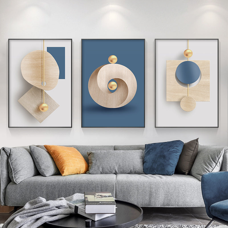 Abstract Geometric Living Room Triple Decorative Painting Modern Simple and Light Luxury Sofa Background Wall Restaurant Wallpaper Nordic Paintings