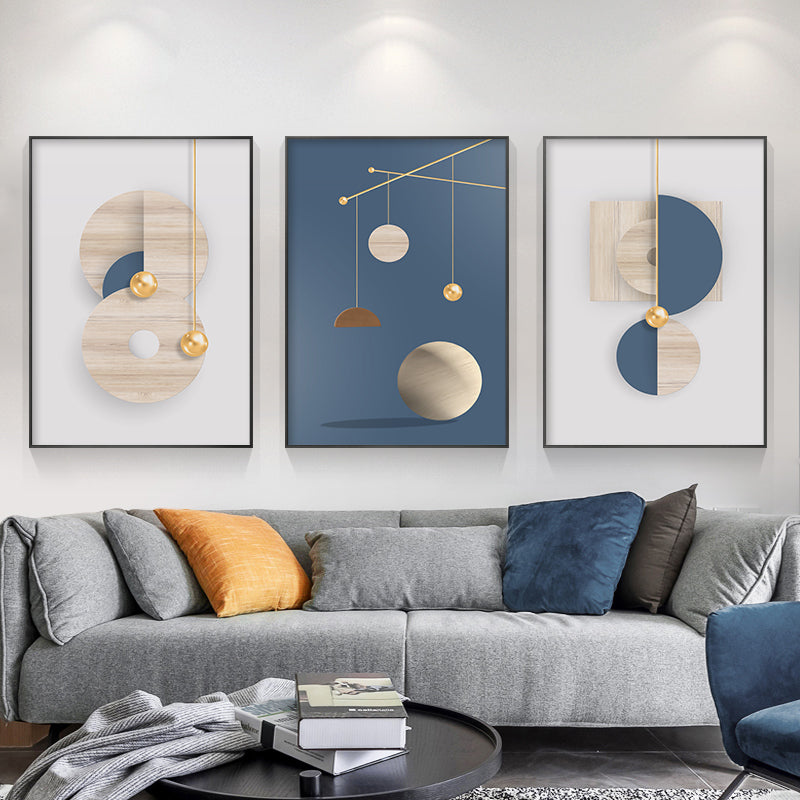 Abstract Geometric Living Room Triple Decorative Painting Modern Simple and Light Luxury Sofa Background Wall Restaurant Wallpaper Nordic Paintings